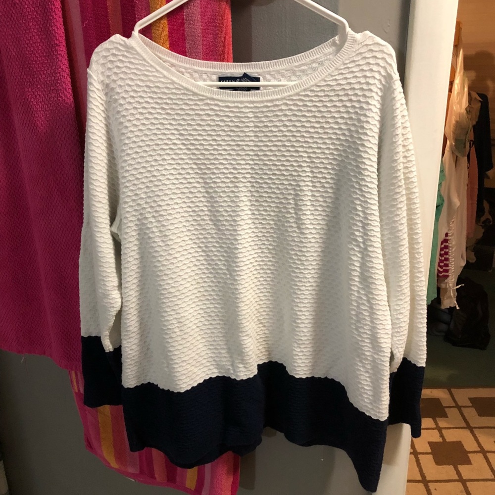 Karen Scott color block waffle sweater